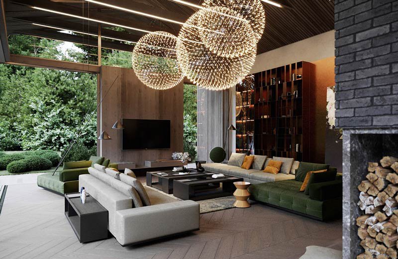 Living room designs with backyard