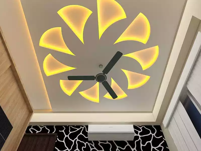Square False Ceiling Design With Fan