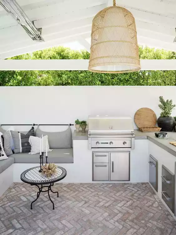 White outdoor kitchen
